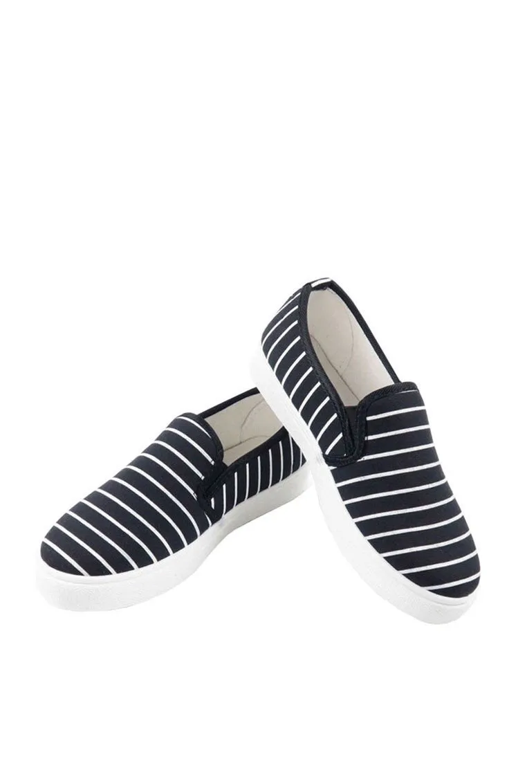 รองเท้าส้นแบนแคนวาส No.1512 - Pin Stripe Canvas Casual Sneakers