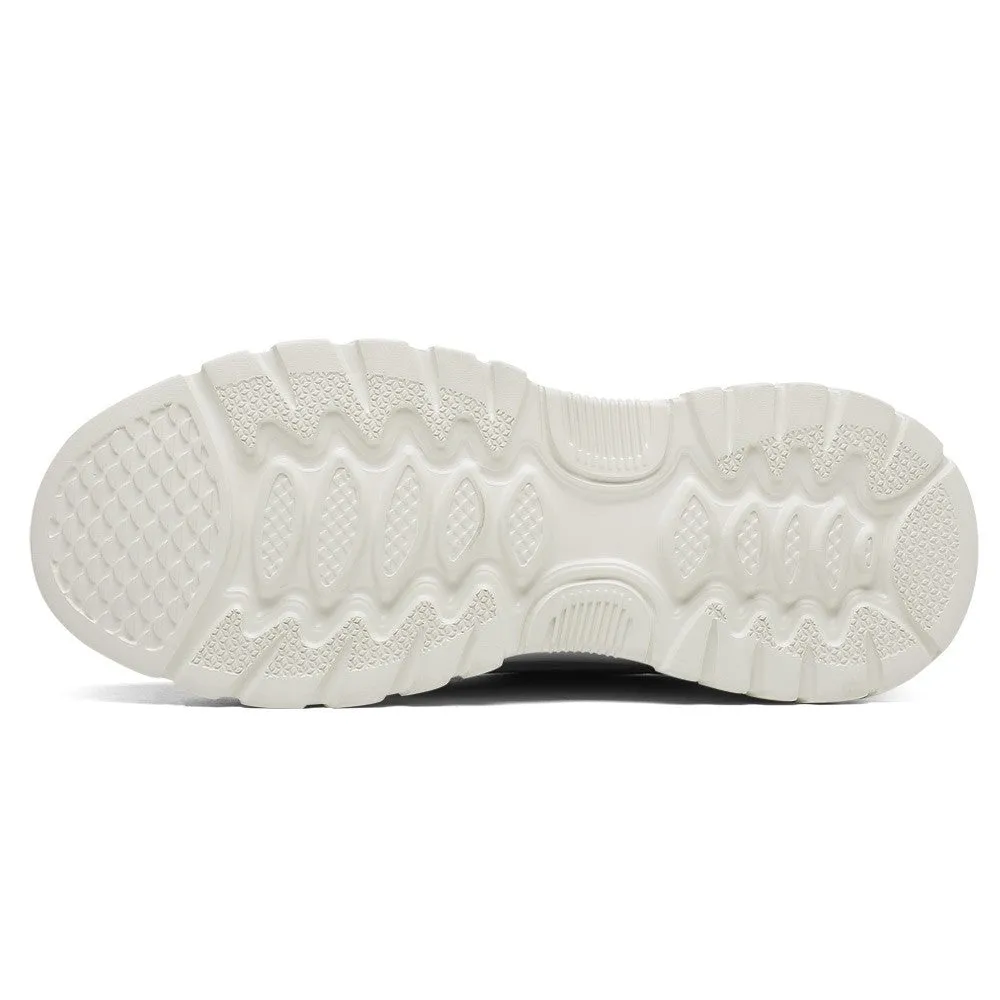 7 CM / 2.76 Inches CMR CHAMARIPA Off White Leather Casual Elevator Shoes For Women
