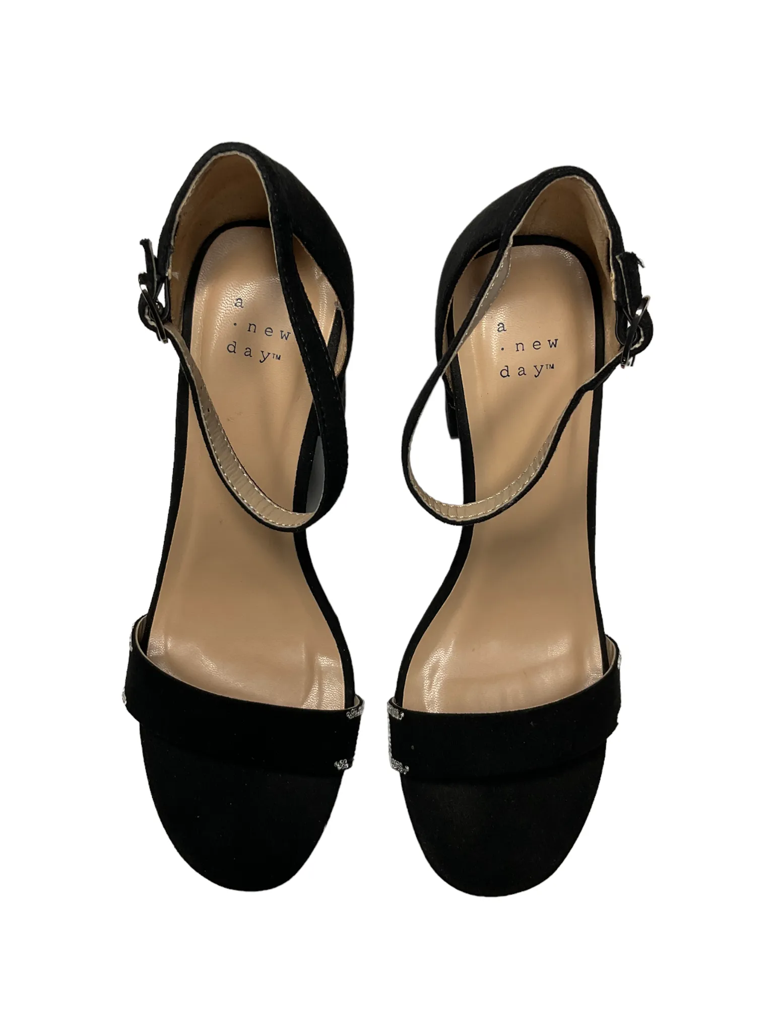 A New Day Sexy Black Buckle Sal Matte Heels Women's (Size: 9) 17730