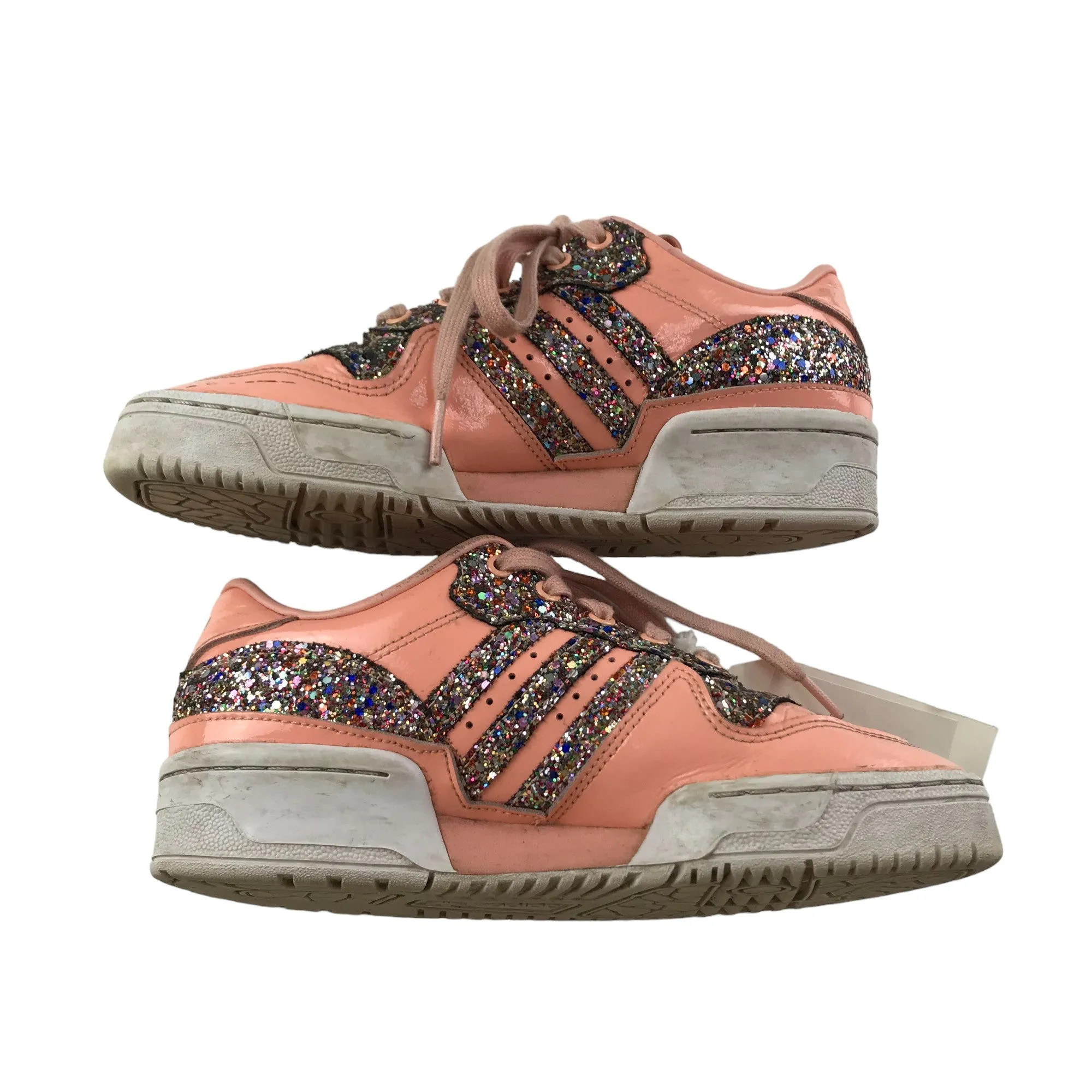Adidas Trainers Shoe Size 4.5 Pink Glittery Sneakers with Laces