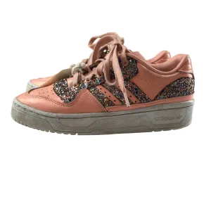 Adidas Trainers Shoe Size 4.5 Pink Glittery Sneakers with Laces