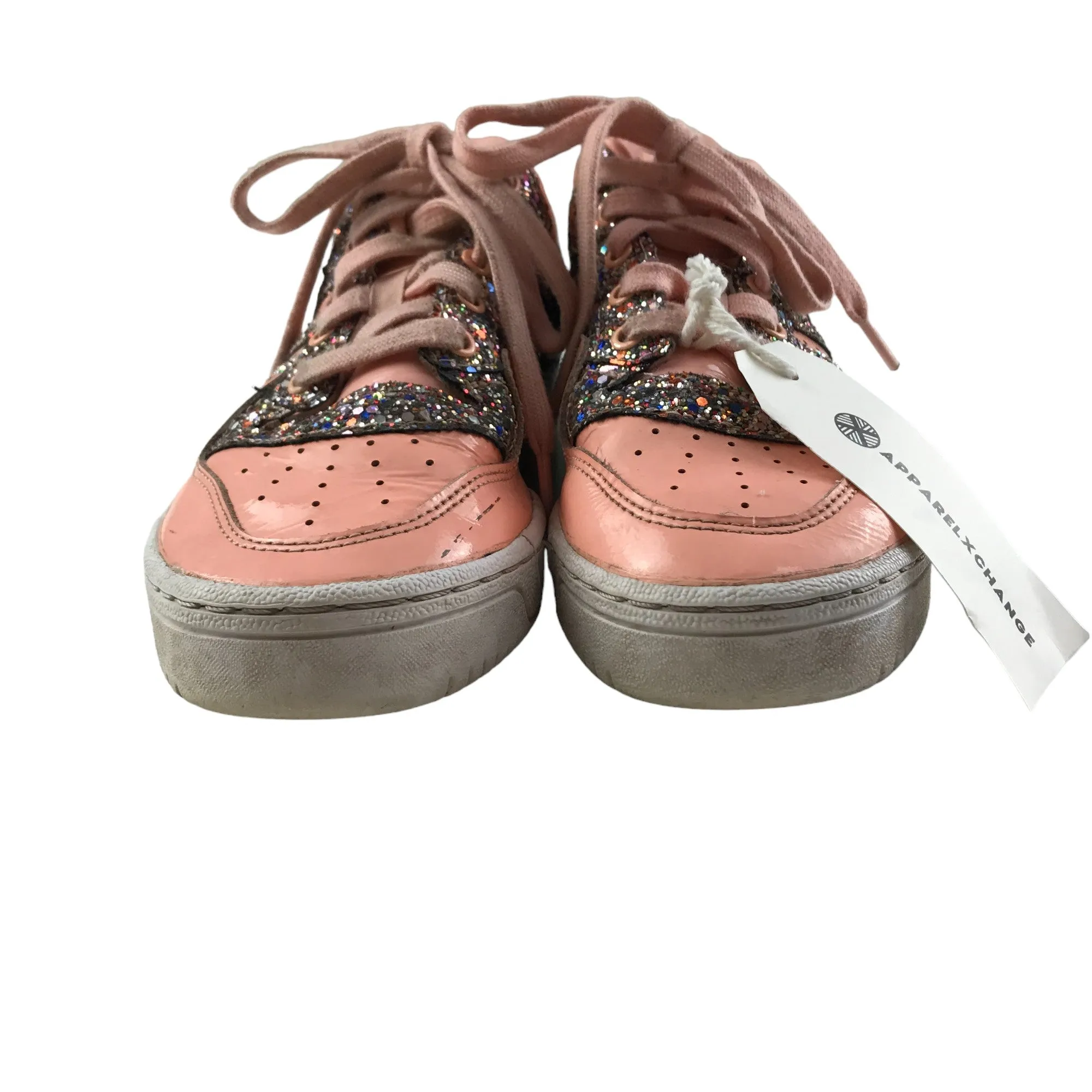 Adidas Trainers Shoe Size 4.5 Pink Glittery Sneakers with Laces