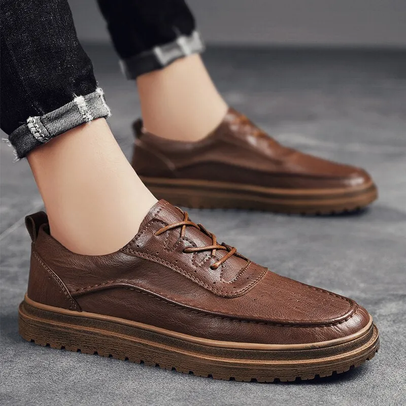 Advbridge Genuine Leather Men's Casual Shoes Moccasins Men Loafers Spring Autumn New Fashion Sneakers Male Lace-up Leisure Shoes