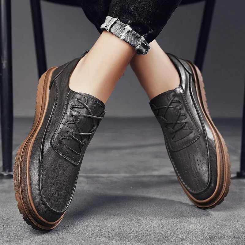 Advbridge Genuine Leather Men's Casual Shoes Moccasins Men Loafers Spring Autumn New Fashion Sneakers Male Lace-up Leisure Shoes