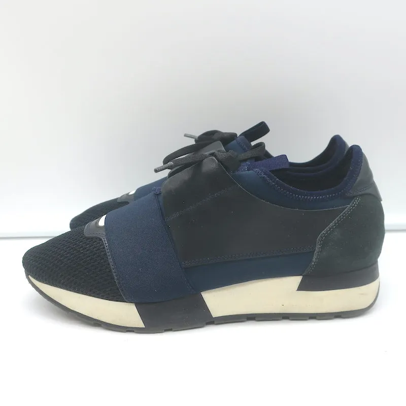 Balenciaga Race Runner Sneakers Navy Leather & Mesh Size 37
