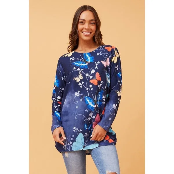 BEAU BUTTERFLY PRINT TOP