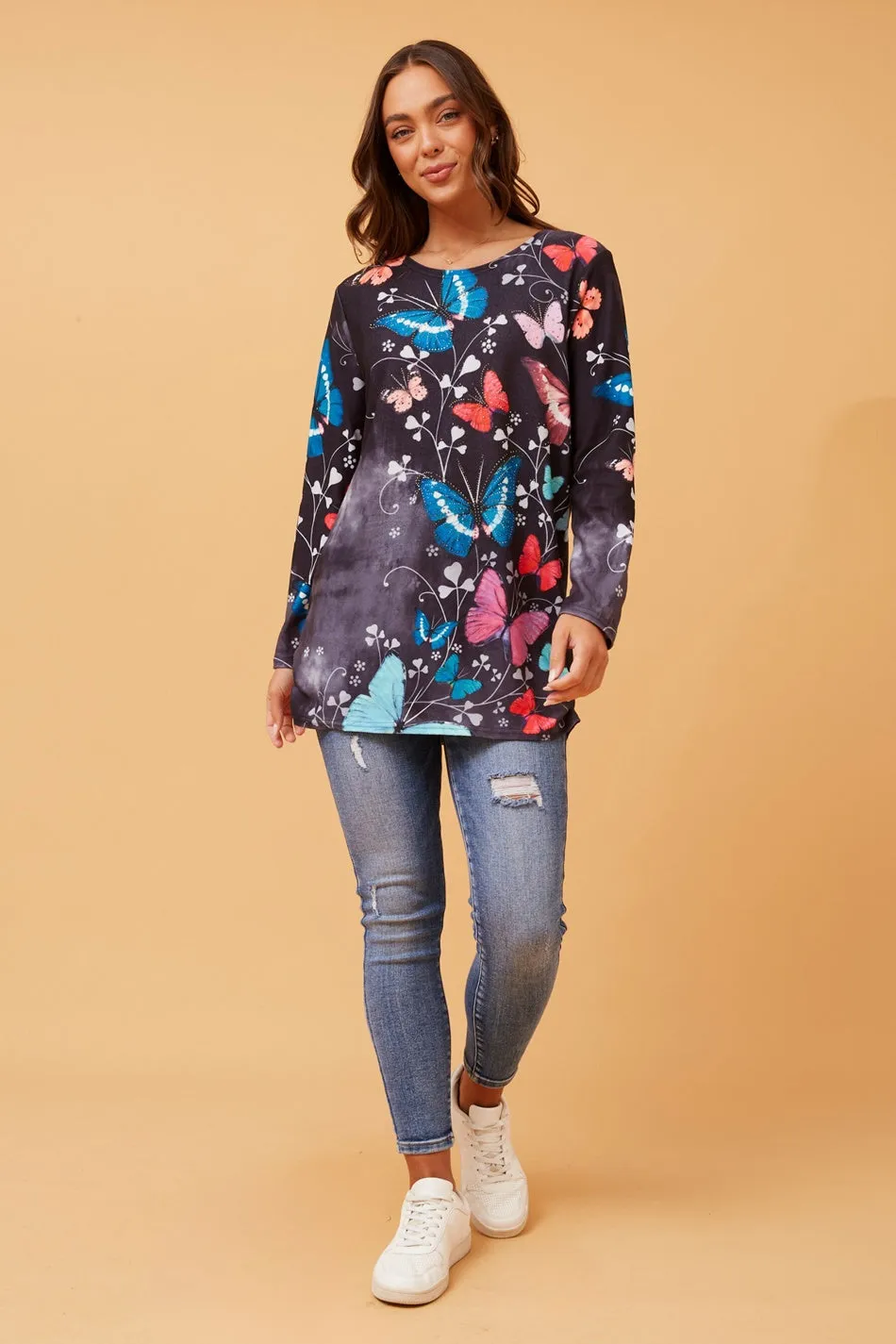 BEAU BUTTERFLY PRINT TOP