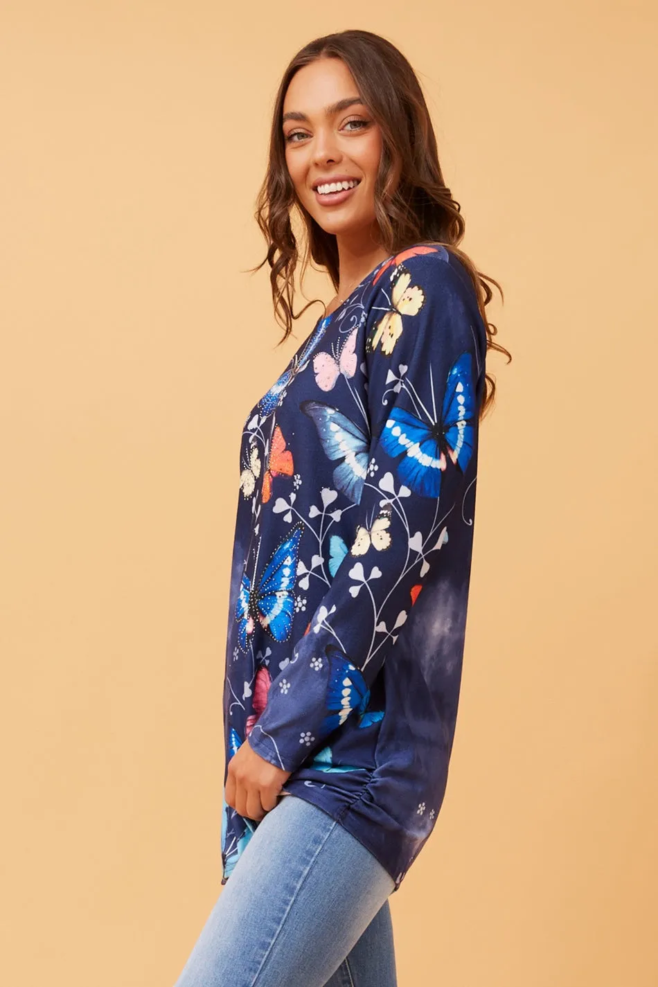 BEAU BUTTERFLY PRINT TOP