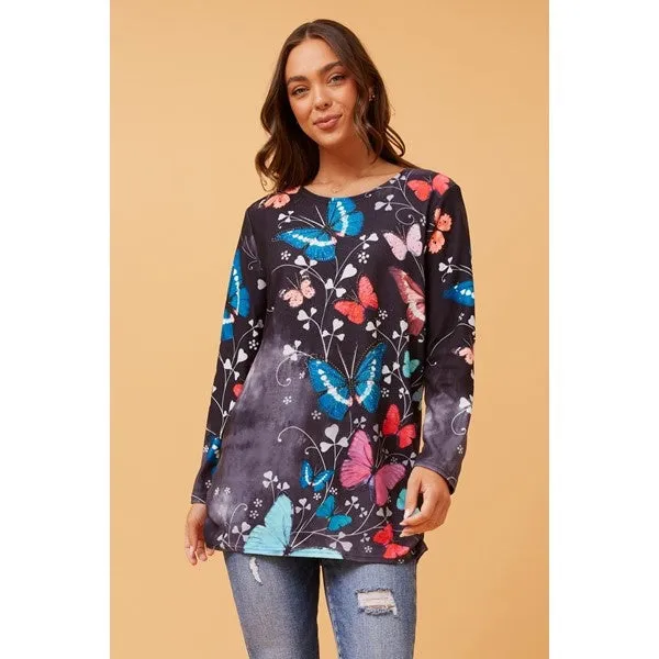 BEAU BUTTERFLY PRINT TOP