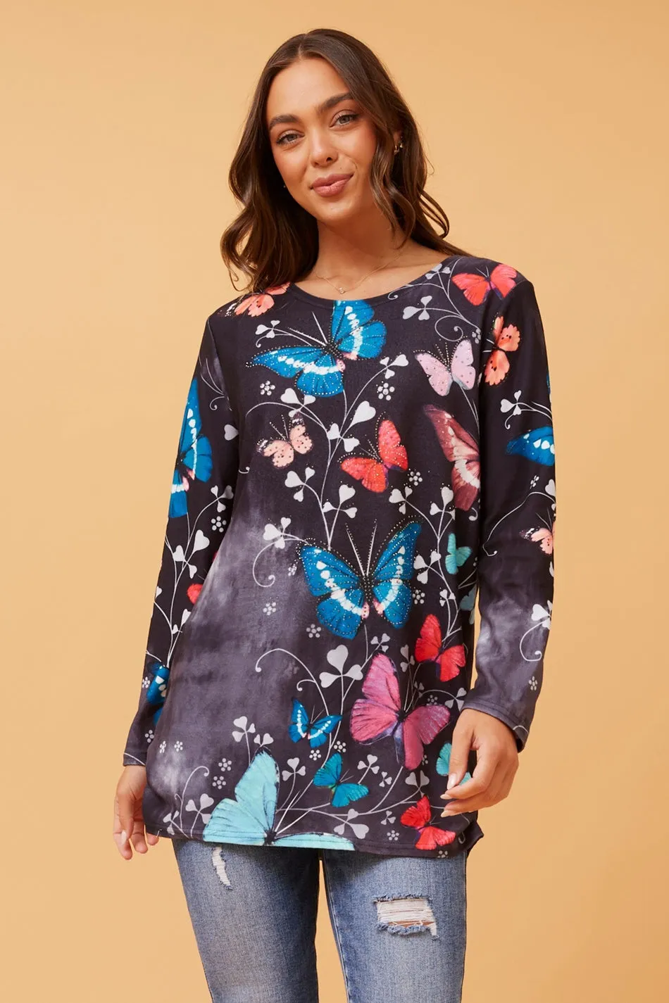 BEAU BUTTERFLY PRINT TOP