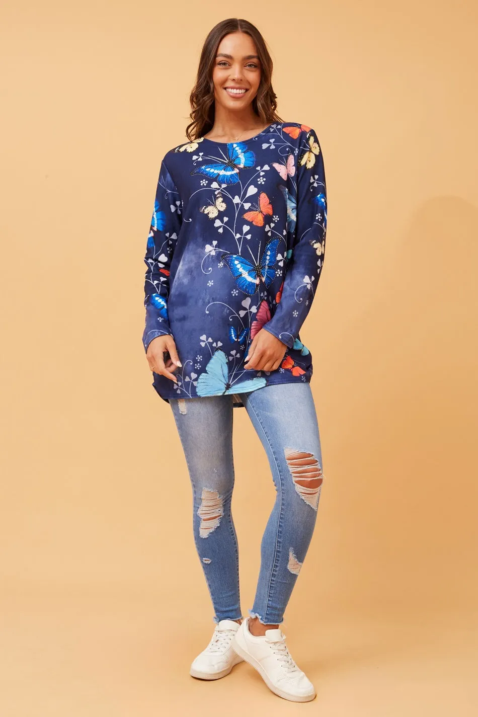 BEAU BUTTERFLY PRINT TOP