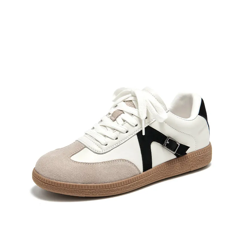 BeauToday Neutral Casual Sneakers with Patchwork Design for Women