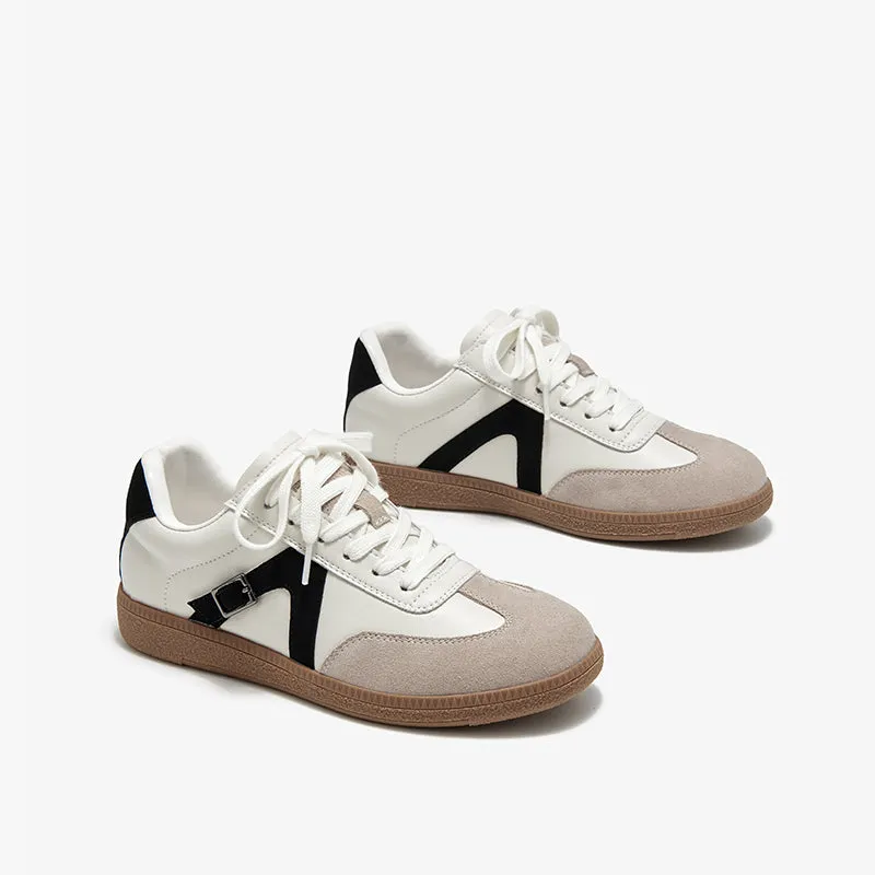 BeauToday Neutral Casual Sneakers with Patchwork Design for Women