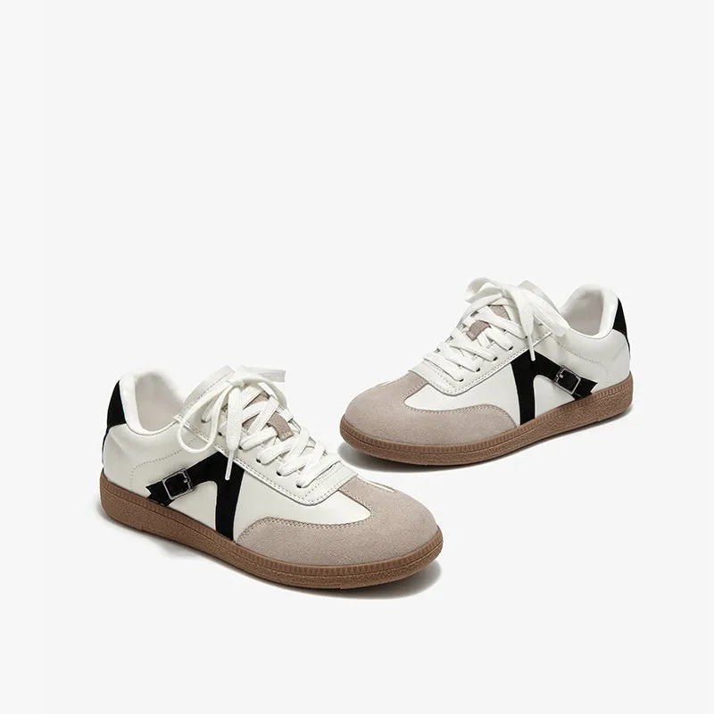 BeauToday Neutral Casual Sneakers with Patchwork Design for Women
