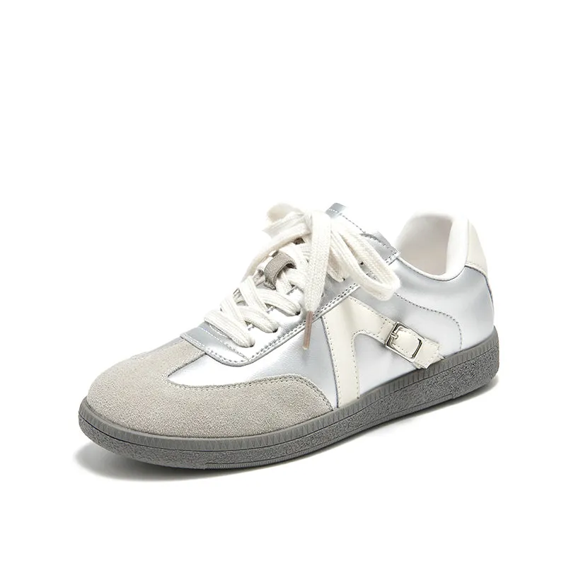 BeauToday Neutral Casual Sneakers with Patchwork Design for Women