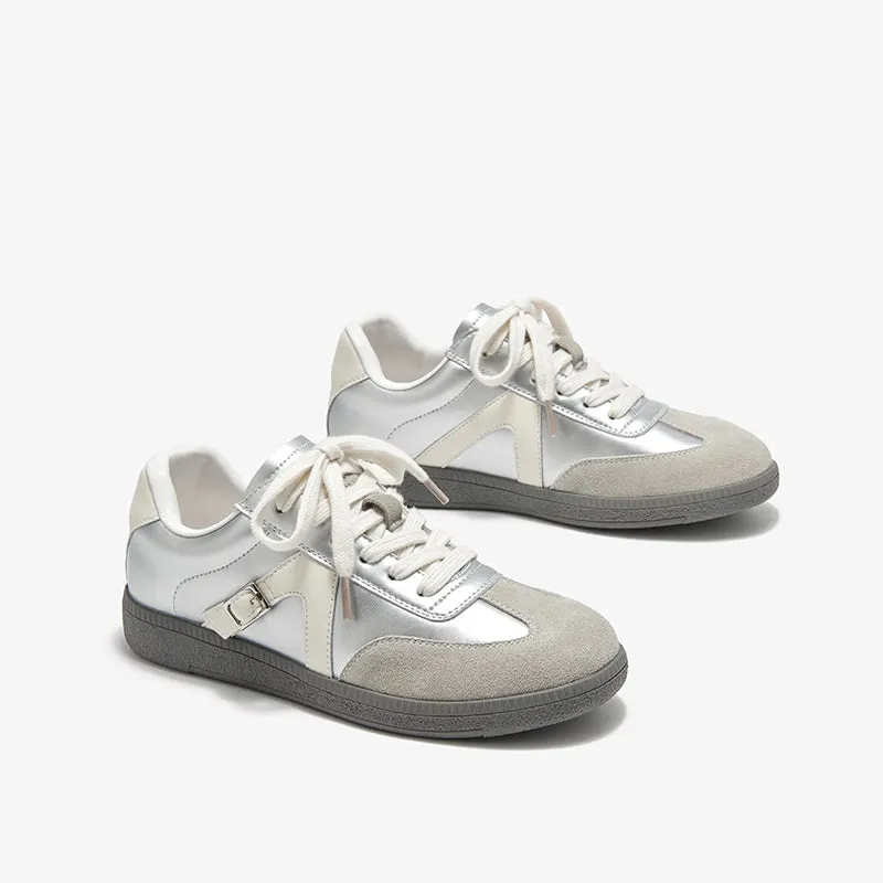 BeauToday Neutral Casual Sneakers with Patchwork Design for Women