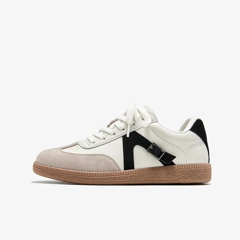 BeauToday Neutral Casual Sneakers with Patchwork Design for Women