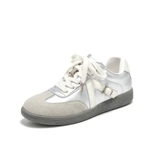 BeauToday Neutral Casual Sneakers with Patchwork Design for Women