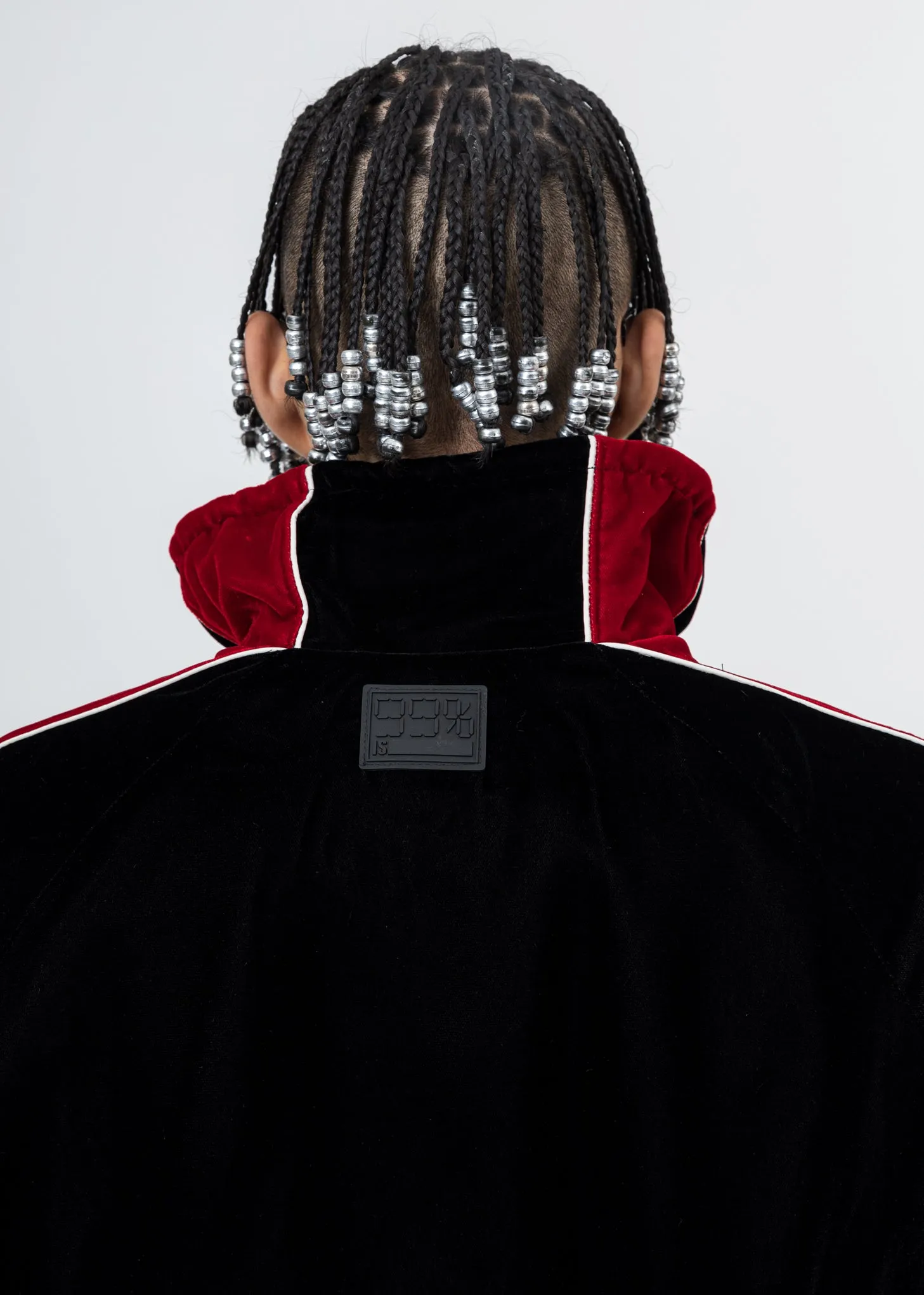 Black And Red ATT1%TUDE Velvet Jacket (Reflective Line)