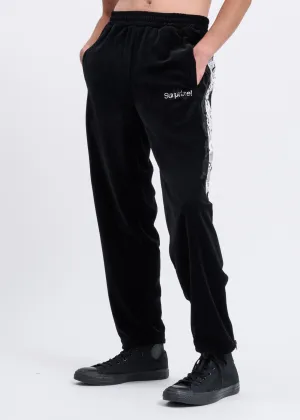 Black Lined Chaos Embroidery Track Pants
