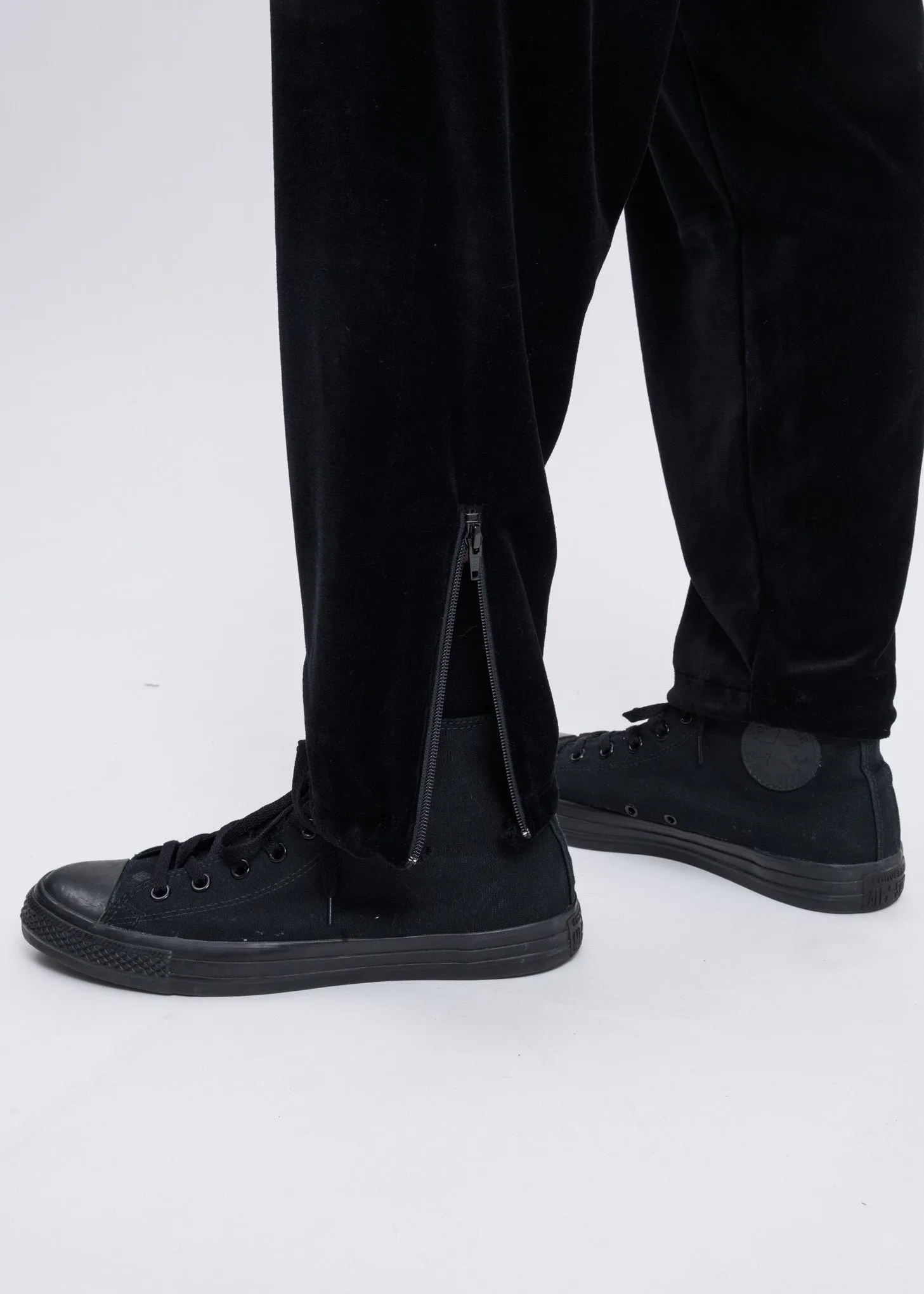 Black Lined Chaos Embroidery Track Pants