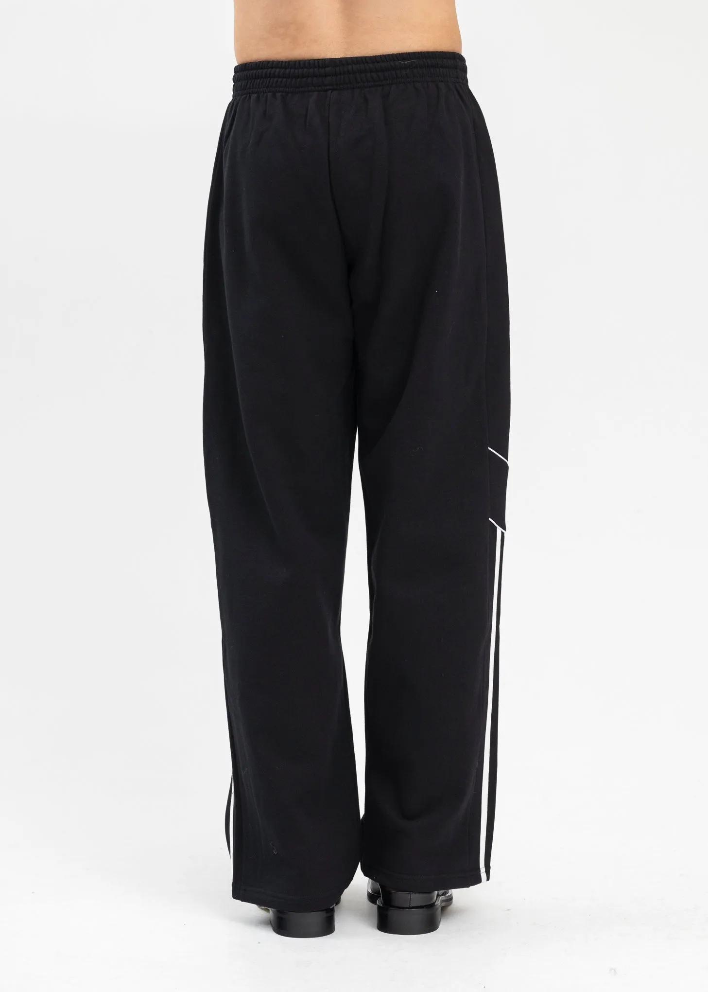 BLACK PANELLED WIDE LEG TRACK PANT