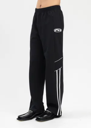 BLACK PANELLED WIDE LEG TRACK PANT