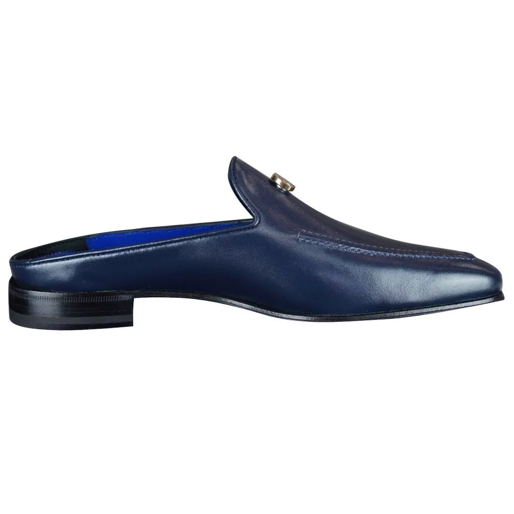 Classica Blu Mezzanotte With Yellow Gold Hardware Leather Slipper