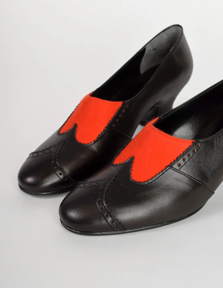 Comme des Garcons Vintage Black & Red Heeled Brogue Shoes