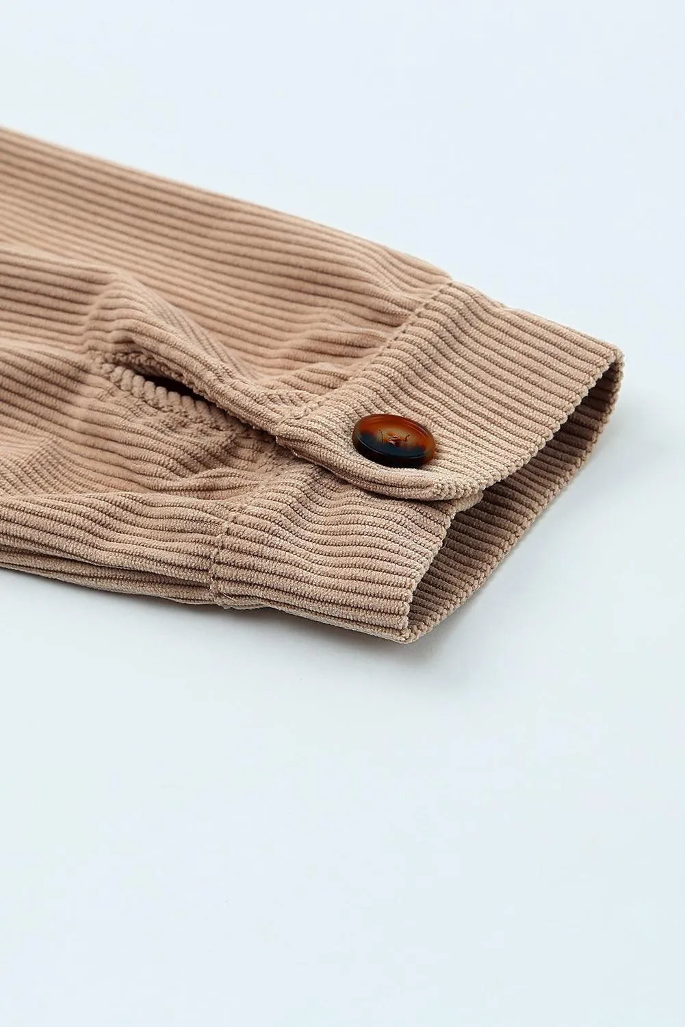 Corduroy Plaid Dropped Shoulder Jacket For Women