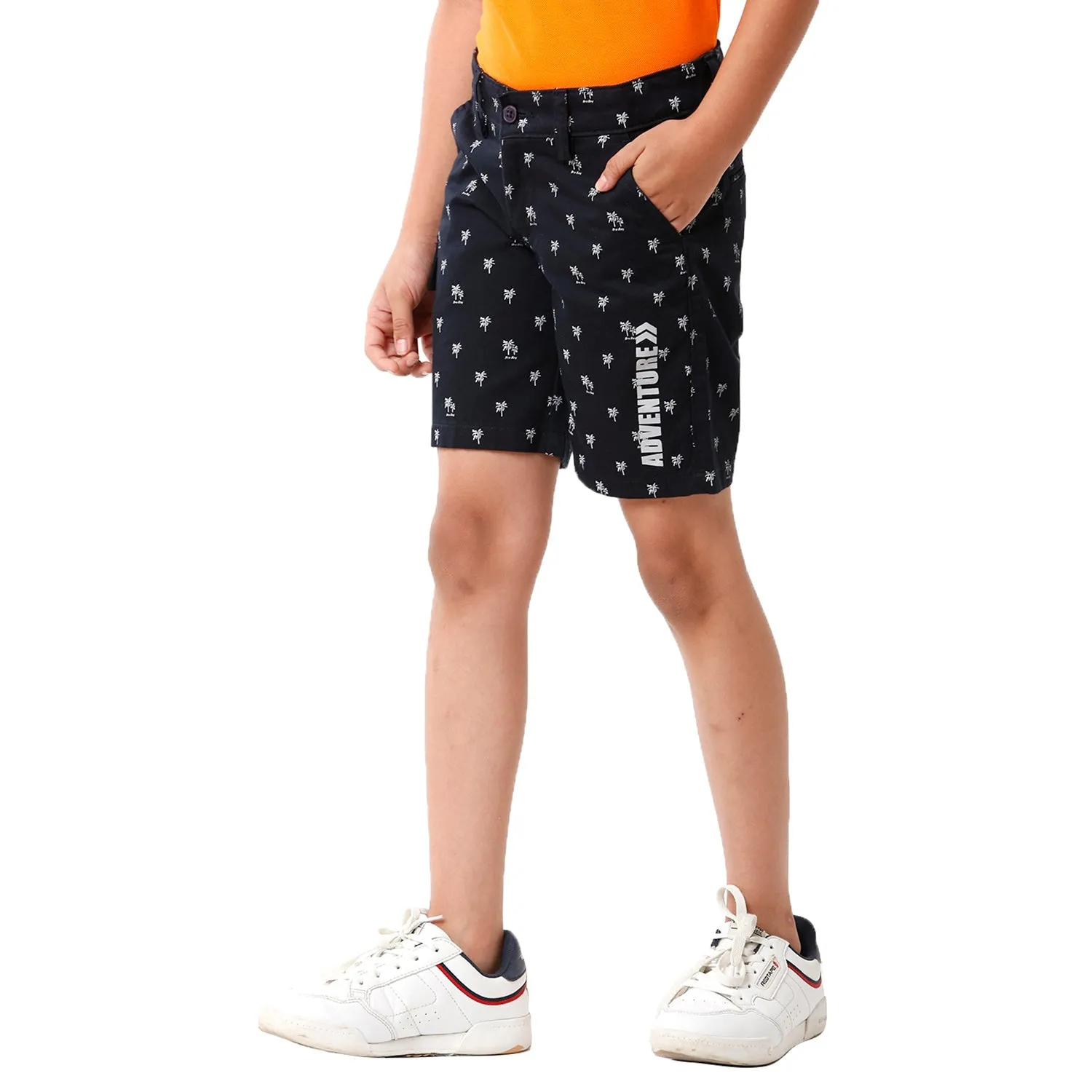 CP BRO BOYS Printed Slim Fit Navy Color Cotton Shorts - BBSHRT S2 1D