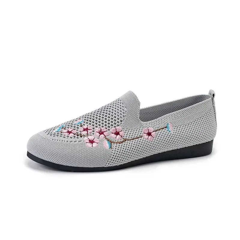 Elena – Women's Ethnic Embroidery Mesh Flat Sneakers