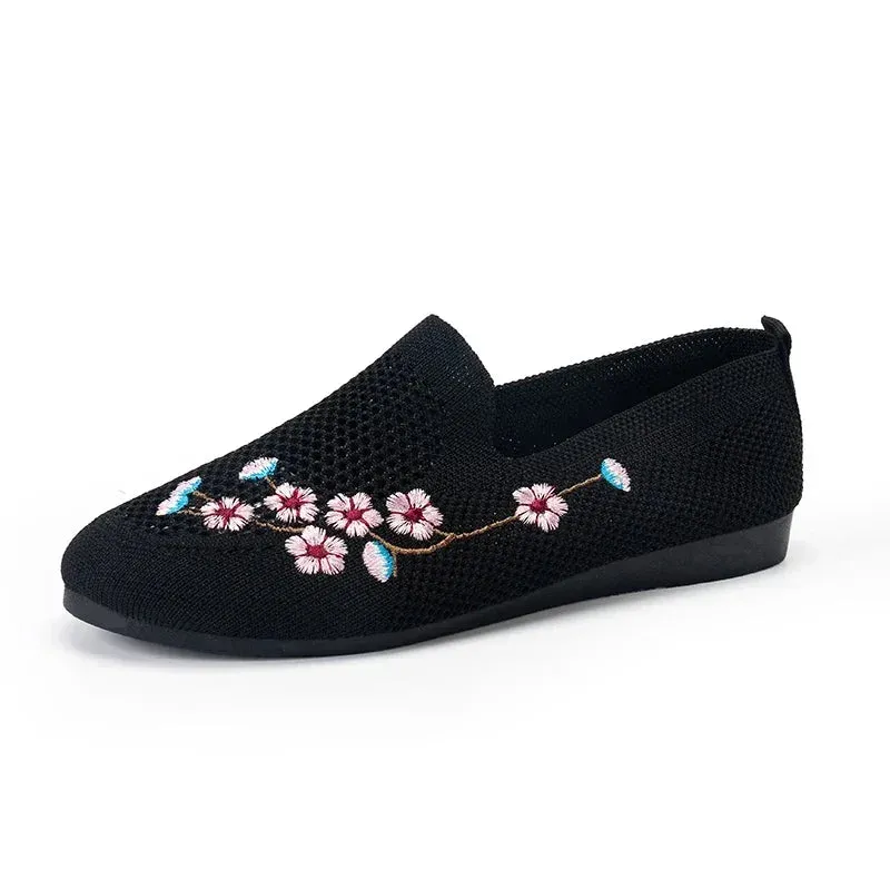 Elena – Women's Ethnic Embroidery Mesh Flat Sneakers