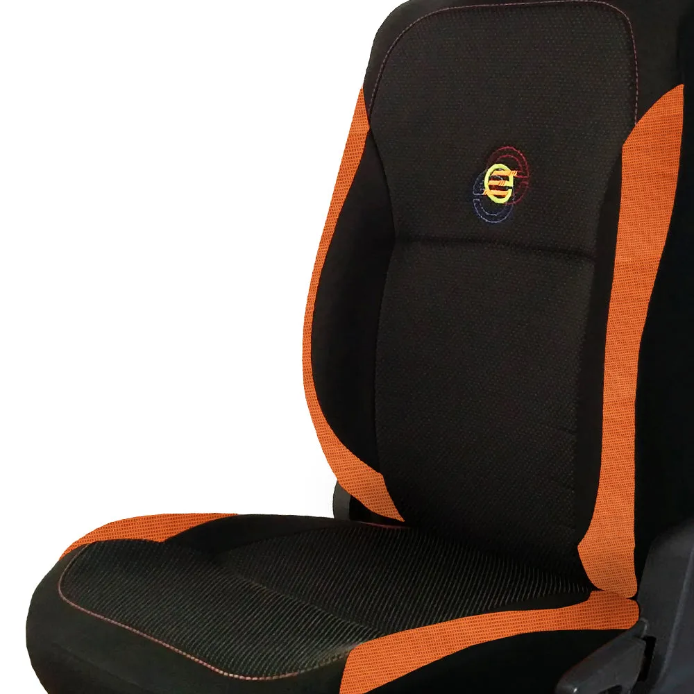 F1 Fabric Car Seat Cover Black and Orange