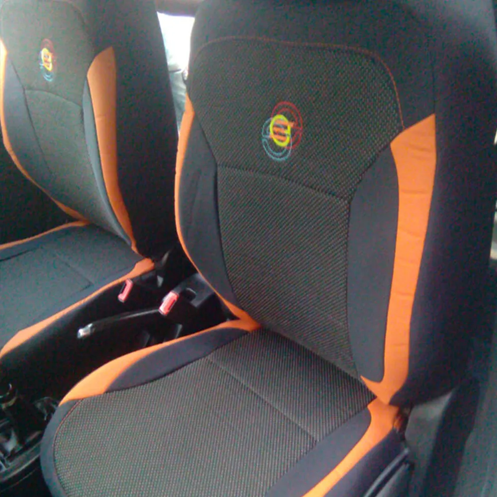 F1 Fabric Car Seat Cover Black and Orange