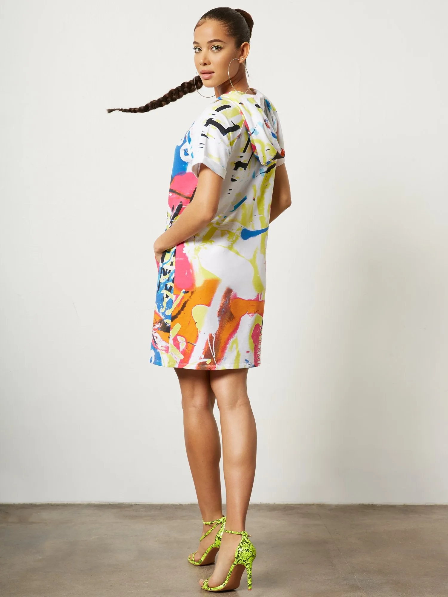 Graffiti Short-Sleeve Sweatshirt Dress