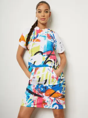Graffiti Short-Sleeve Sweatshirt Dress