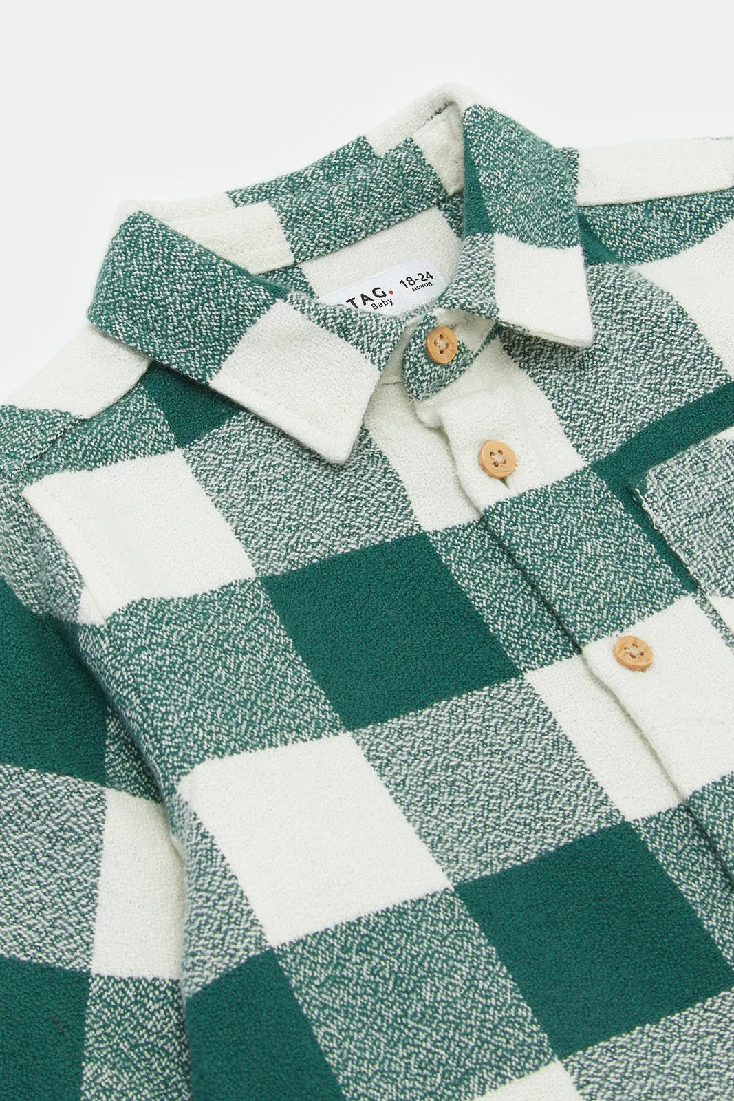 Infant Boys Green Flannel Shirt
