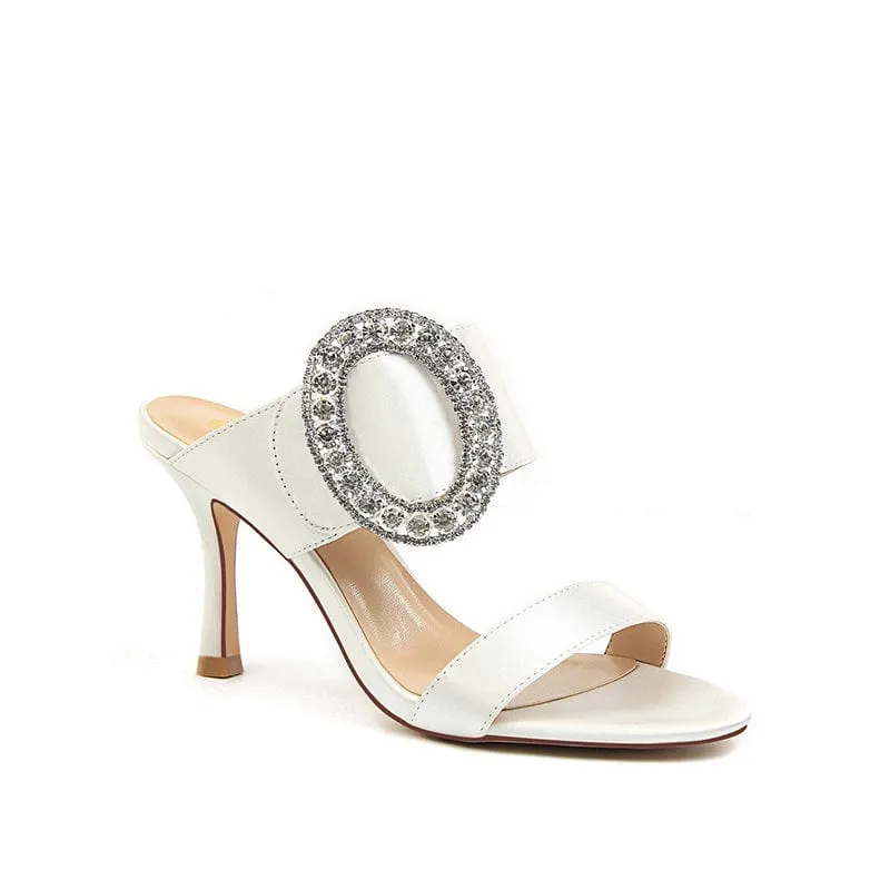 Jewelled Satin Stiletto Sandals