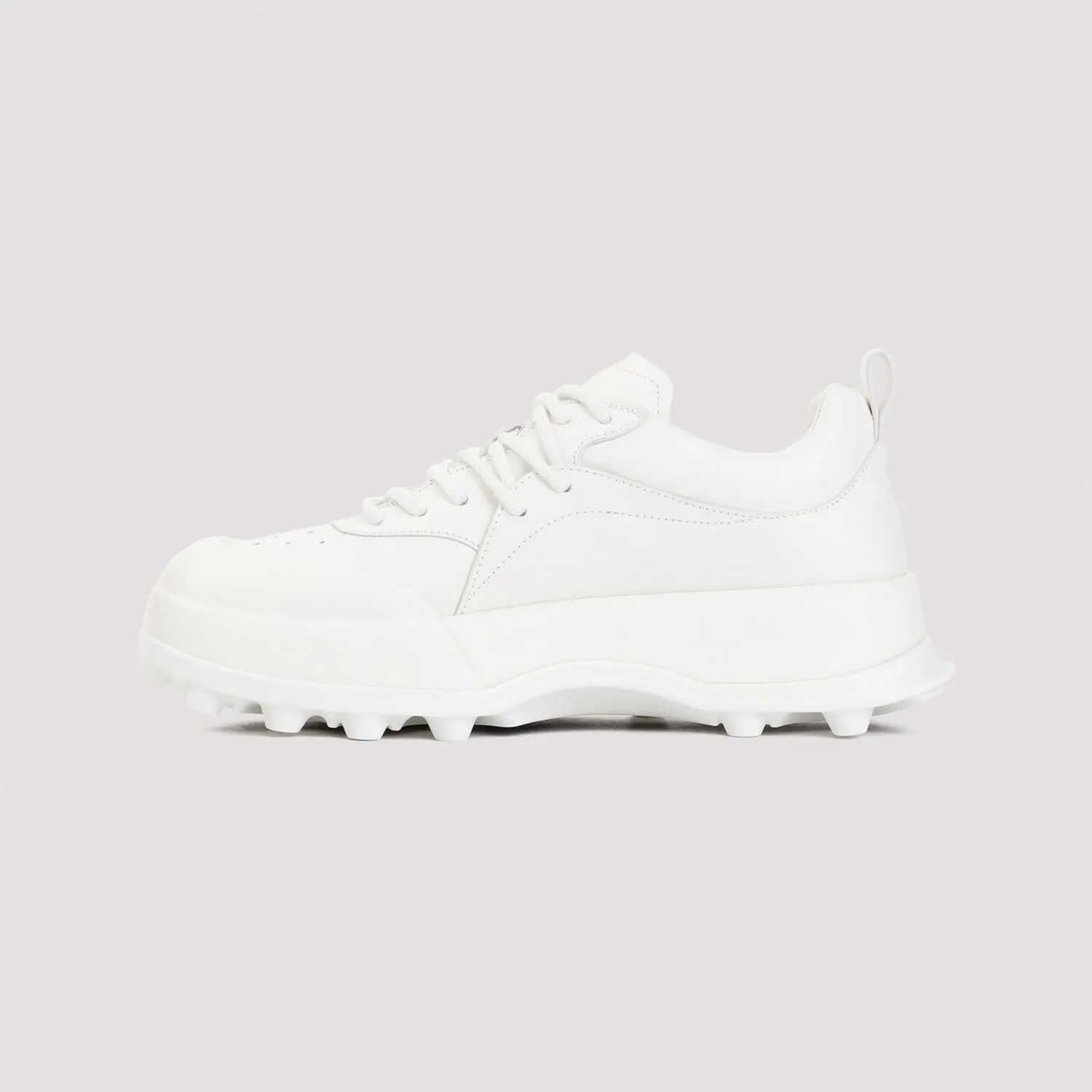 JIL SANDER White Leather Orb Sneakers for Men