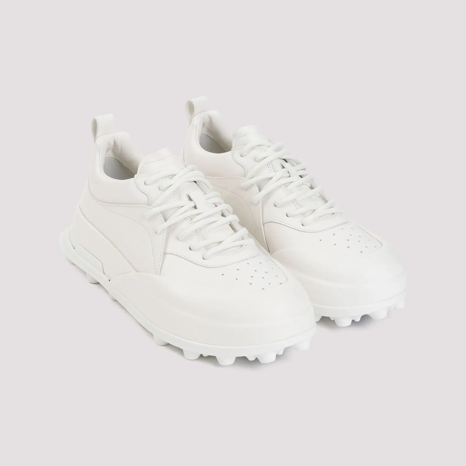 JIL SANDER White Leather Orb Sneakers for Men