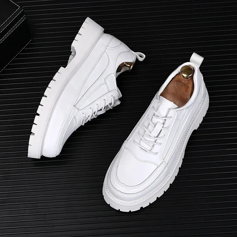 Lace-Up Solid Genuine Leather Shoes