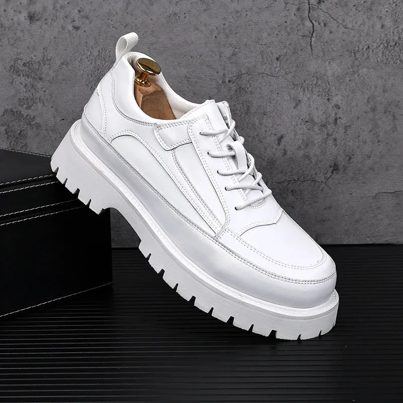 Lace-Up Solid Genuine Leather Shoes