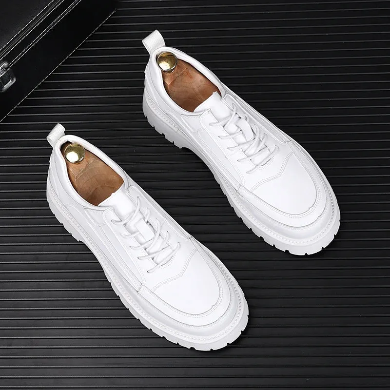 Lace-Up Solid Genuine Leather Shoes