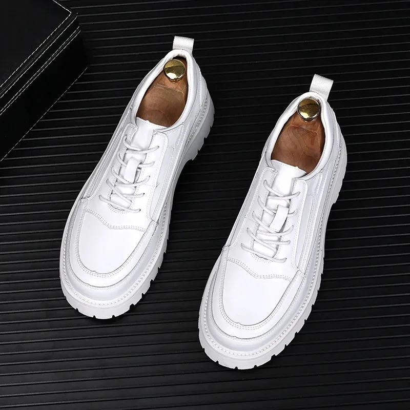 Lace-Up Solid Genuine Leather Shoes