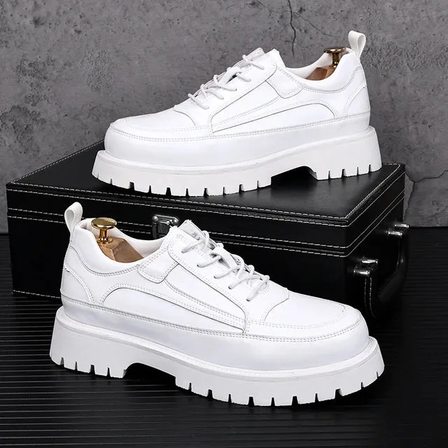 Lace-Up Solid Genuine Leather Shoes