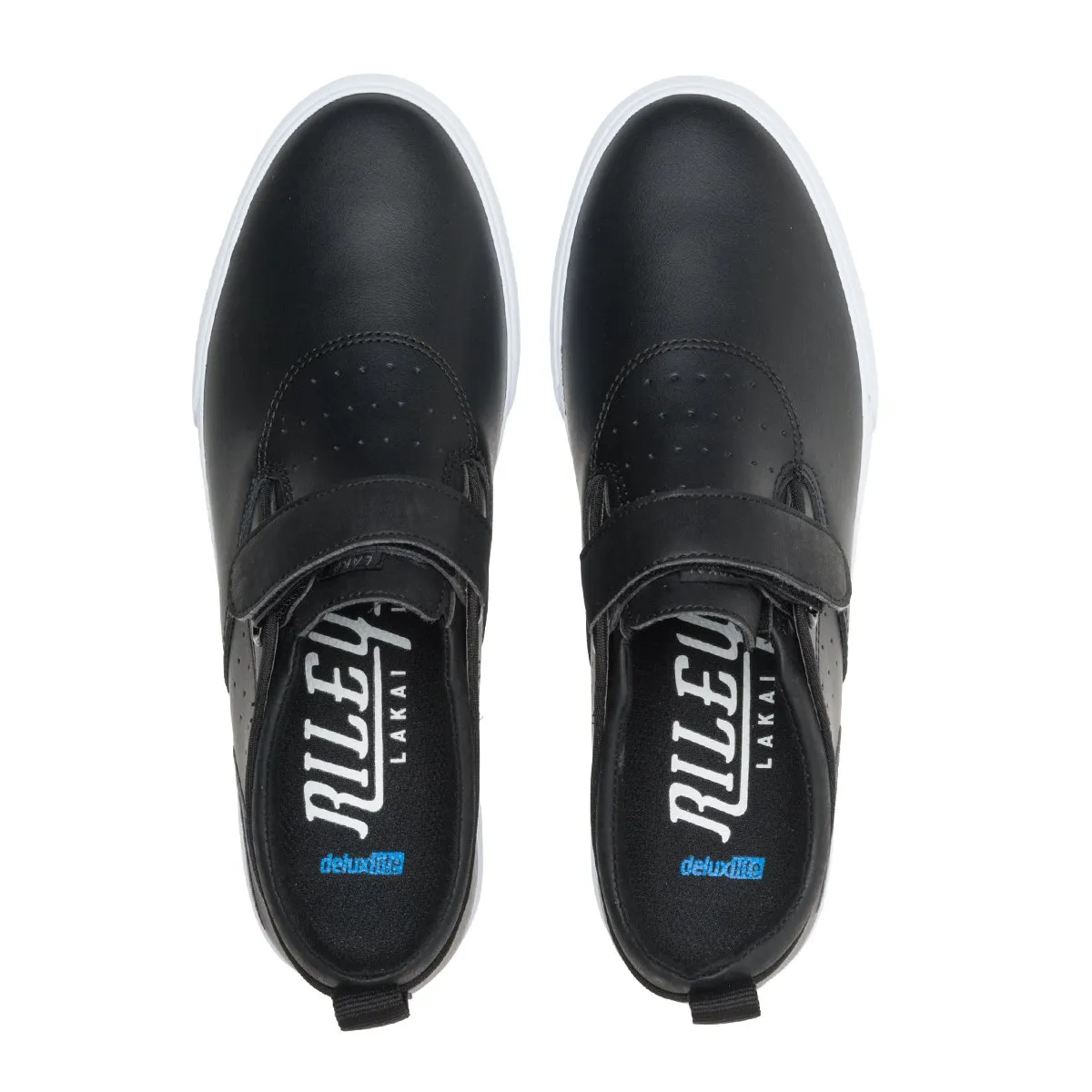 LAKAI Riley 2 Velcro Strap Shoes Black Leather