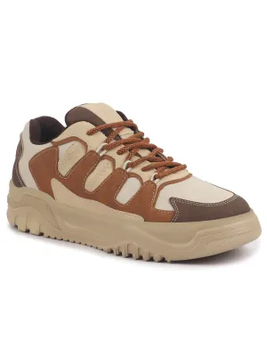 Men Brown Colorblocked Casual Lace-Up Stylish Sneaker|Modern Design Sneakers with Comfort Street Style Shoes|Anti Skid Sole