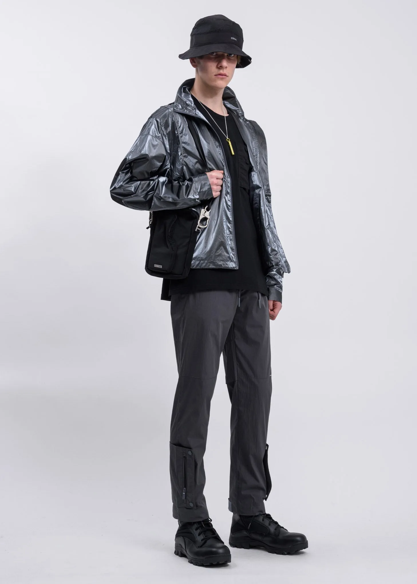 Metallic Silver Piping Track Jacket