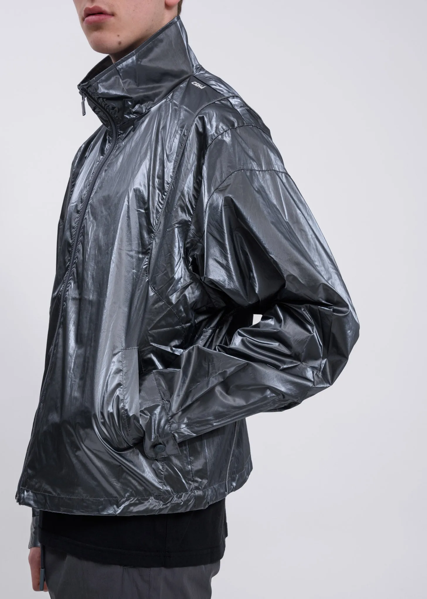 Metallic Silver Piping Track Jacket